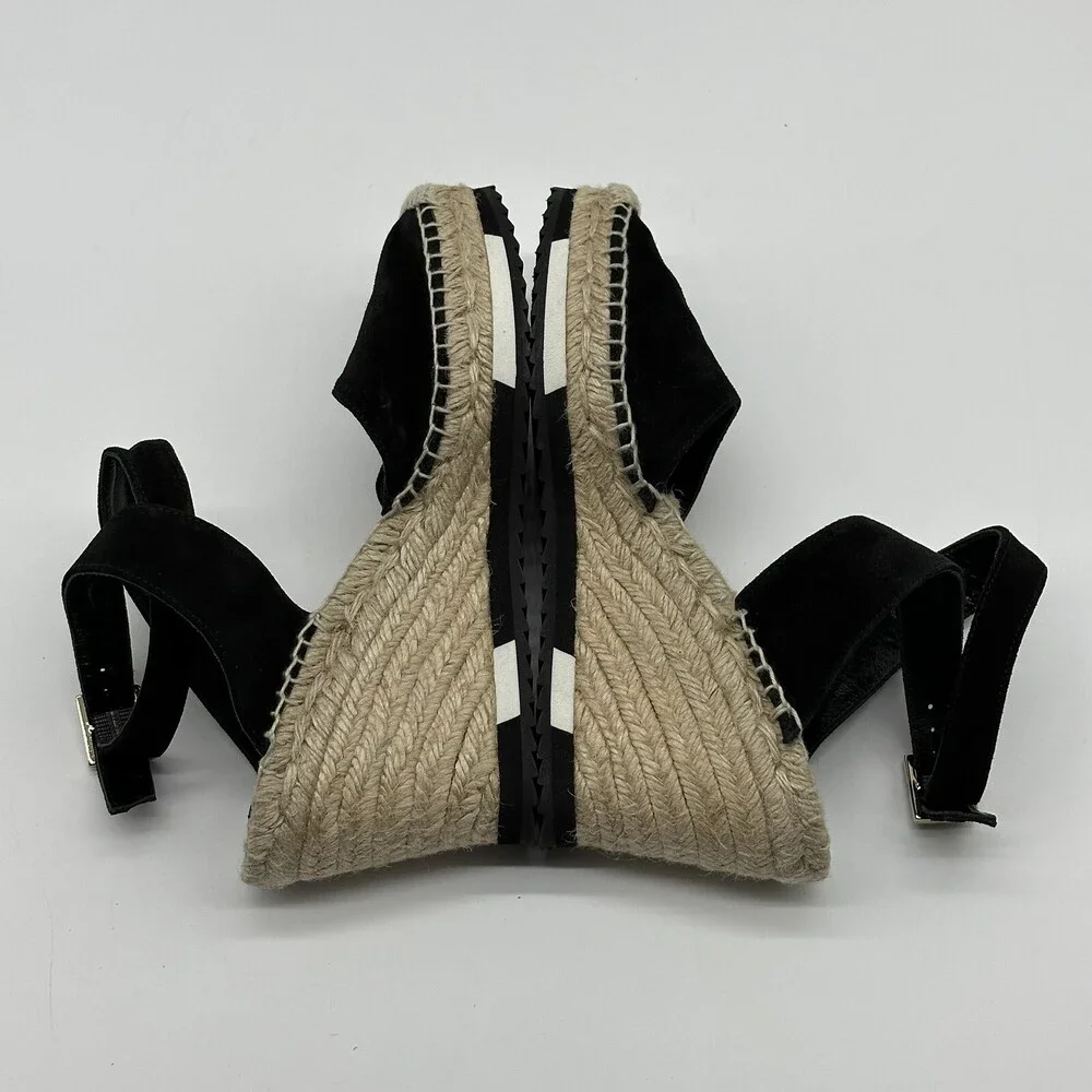 Diane von Furstenberg Palermo Suede Ankle Wrap Strap Wedge Espadrilles Size 8